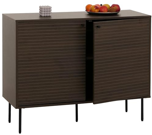 Mendler Aparador HWC-N78, aparador, estilo escandinavo, metal, madera, melamina, 86 x 110 x 40 cm, marrón oscuro