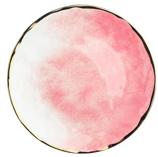 Ensaladera simple y personalizada, cuenco de sopa de cerámica, plato y vajilla para uso doméstico, plato de 10 pulgadas, color rosa