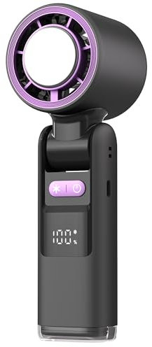 LENDOO Mini Ventilador Portatil, Turbo Ventilador de Mano USB 5 Velocidades 4000 Mah Batería de Duración Ultralarga,Plegable con Función de Linterna y Hielo Para la Oficina, Viaje