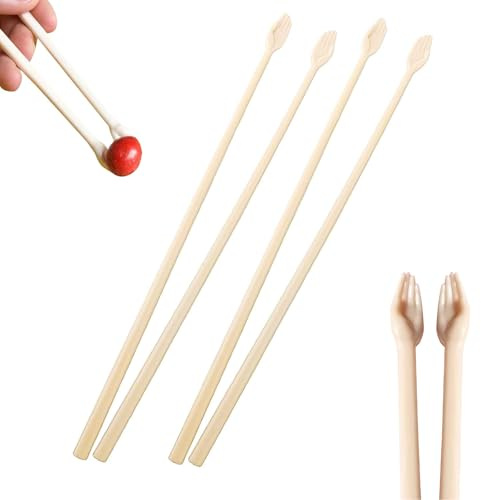 ASOMI 2 Paar Palmen Essstäbchen, Rutschfest und stabil, Wiederverwendbare Essstäbchen für Küche und Party, Lustiges Geschenk