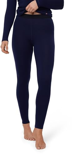 DANISH ENDURANCE Pantaloni Termici Donna in Lana Merino per Freddo Estremo, Leggings Invernali per Sci, Trekking, Escursionismo, Blu Notte, L