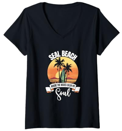Womens Waves - Seal Beach V-Neck T-Shirt