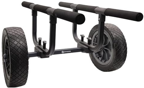 JTKSSCS Carro Kayak Heavy Duty Kayak Cart, Width Adjustable Canoe Cart with 12inch Flatfree Beach Wheels Boat Dolly Cart Transport Carrier