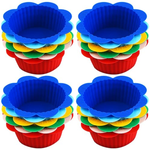 TOYANDONA 24 pezzi Pirottini in Silicone Alimentare Stampo Muffin e Cupcake Antiaderente Riutilizzabili e Leggeri per Dolci Monoporzione e Feste