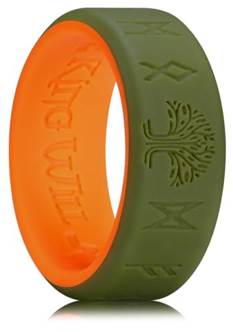 King Will Fedi nuziali in silicone per uomini e donne, interno sottile con motivo a cuore, anello di fidanzamento in gomma nero/blu/blu menta/grigio, larghezza 8 mm, spessore 2,2 mm, Silicone, Nessuna