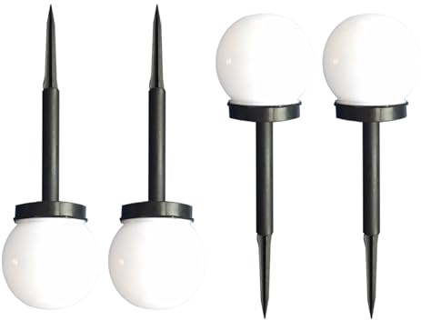HOMOCONO Lámparas Solares para Garden 4 Luces de Bola de Jardín en Color Blanco, Pp, Instalación Enchufable, Iluminación Solar del Paisaje para Césped y Patio