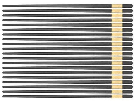 Zerodis Bacchette 10 Paia Bacchette Riutilizzabili Cinesi Giapponesi Lavabili in Lavastoviglie Antiscivolo Classiche Nere per Sushi Noodles Cibo Hotpot Cottura in Fibra di Vetro
