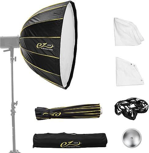 Glow EZ Lock 48 Deep Parabolic Quick Softbox, 16-Sided Parabolic Softbox Opens Up and Closes Down Umbrella Style