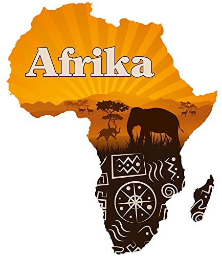 GRAZDesign Wandtattoo Afrika Kontinent, afrikanische Deko, Wandsticker Afrikanische Zeichen, Wandaufkleber Wohnzimmer Schlafzimmer, Fototapete selbstklebend XXL, 48x40cm