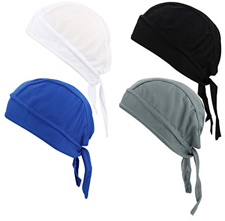 GUIFIER 4 Pezzi Bandana per Adulti Cappellino da Ciclismo - Berretto Protezione UV Bandana da Pirata Il Casco ad Asciugatura Rapida per Uomo Donna Ciclismo, Corsa e Altri Sport Foulard da Ciclismo