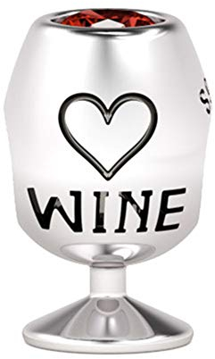 GNOCE Sterling Silber Glühwein Weinglas Charm mit Wein Eingraviert Tanne Fit alle Armband/Halskette Geschenk für den Weinliebhaber und Männer