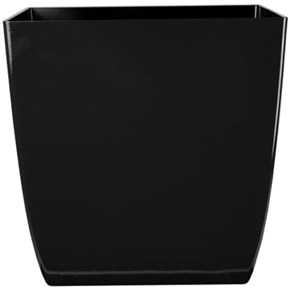 The HC Companies Maceta Cuadrada Aria de 6 Pulgadas, Maceta de plástico para Plantas de Interior y Exterior, Flores, Hierbas, Color Negro Brillante