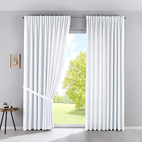 2er Set Vorhänge Blickdicht »Palermo« HxB 250x300 cm Weiß Gardinen Extra Breit Matt Lichtdurchlässig Verdeckte Schlaufen Raffhalter Gardinenband, 100002651-2