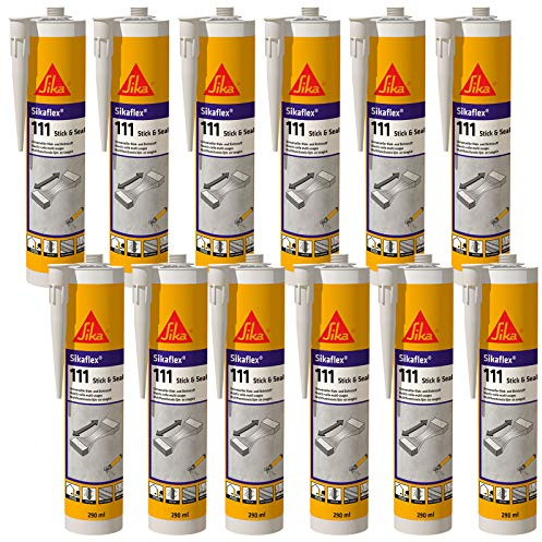 12x Sika Sikaflex 111 Stick & Seal Kleb- und Dichtstoff 290 ml/Kartusche Weiß