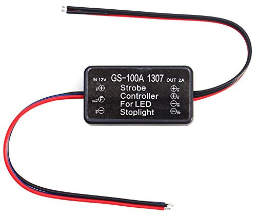 EVGATSAUTO Contrôleur stroboscopique 12 V, véhicule voiture GS-100A 1307 LED feu stop feu stroboscopique Module de Flash contrôleur AP