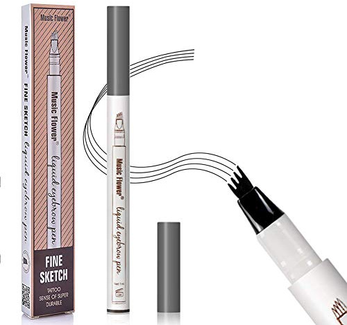 Brauenstift Wasserfest - Professioneller Make-up-Augenbrauenstift Mit Vier Gabelspitzen Microblading, Wischfest Langanhaltend - Dunkelgrau-3#