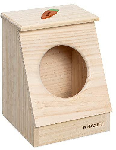 Navaris Holz Heuspender für Kaninchen Hasen Hamster und andere Kleintiere - Heuraufe Futterraufe Raufe aus Holz für Hasenstall Hasenkäfig