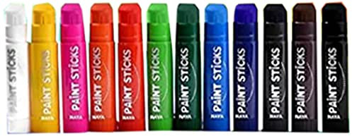 NAYA Paint Sticks - 12 Washable Colors, Non-Toxic Solid Tempera for Toddlers, Kids, Teens & Adults - Quick Drying, Mess-Free Crayon Gifts