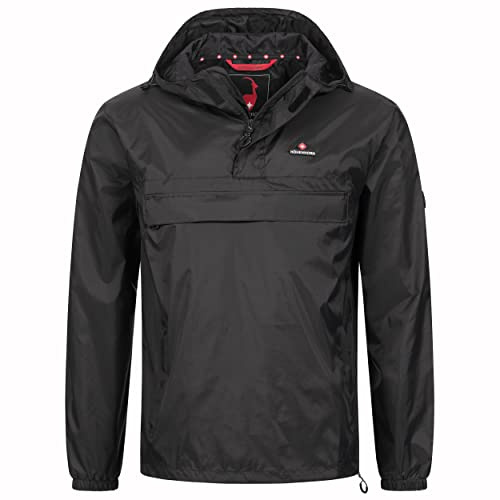 Höhenhorn Lepon - Chaqueta para hombre con bolsillo en el pecho, tipo windbreaker, anorak, chaqueta para entrenar, sin cremallera, talla S a 3XL, Negro , L