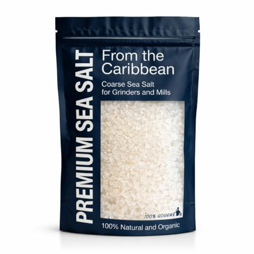 Premium Caribbean Sea Salt – Extra Coarse Sea Salt for Grinder | Unrefined & Non-Iodized Gourmet Sea Salt | 1 lb