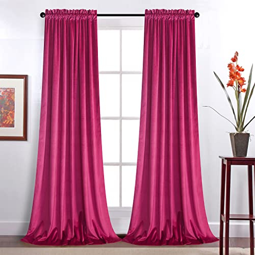 Roslynwood Velvet Curtains 84 inches Long - Home Decor Berry Curtains Drapes for Living Room, Blackout Thermal Insulated Window Treatment for Dining Room Holiday Backdrop, W52 x L84, 2 Panels