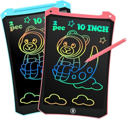 BlueSwan Spielzeug ab 2 3 4 5+ Jahre, 10 zoll Maltafel Zaubertafel Kinder | Lcd Schreibtafel Kinder mit Löschfunktion, Beschäftigung für Kinder im Flugzeug und Autofahrt, Blau+Rosa