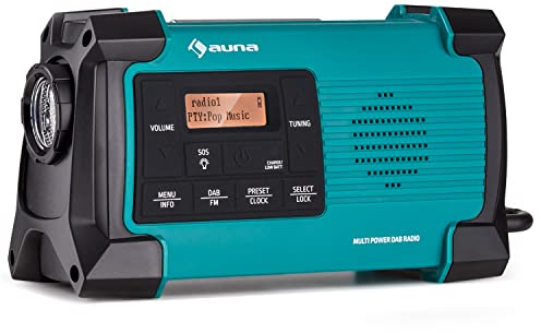 Auna Radio Portable Bluetooth Rechargeable, Poste Numérique Dab/Dab+/FM/Streaming, Stéréo, Écran LCD, WiFi, Alarme Réveil