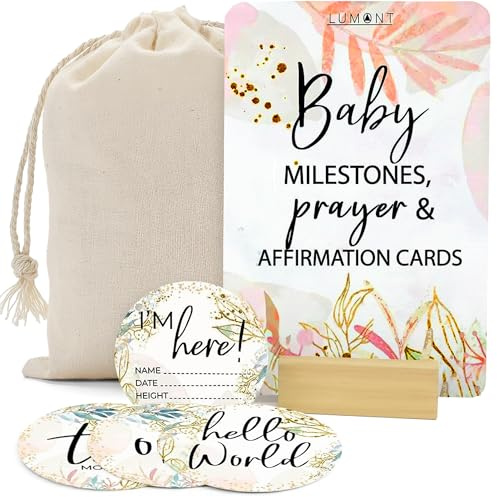 Lumont Pregnancy Must Haves – Baby Milestone & Prayer Cards, Trimester Essentials for Postpartum Recovery & Newborn Affirmations, Birth Announcement Keepsake & Thoughtful Gift for Expecting & New Moms