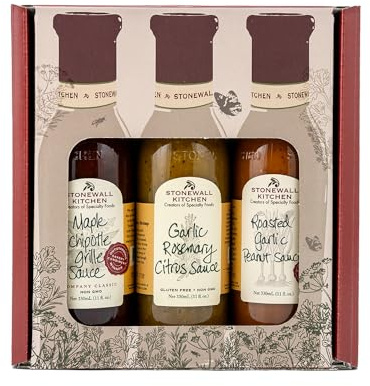 Stonewall Kitchen Grilling & Barbecue Collection | BBQ Sauce Set - Geschenkset mit Maple Chipotle Garlic Rosemary, Citrus und Roasted Garlic Peanut Grillsaucen