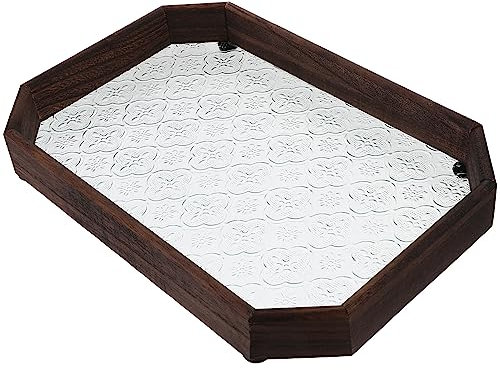 UPKOCH Bandeja De Exhibición Plato De Dulces De Madera Bandeja Organizadora De Joyas Bandeja Decorativa Para Servir Fuente De Embutidos Bandeja De Velas Estilo Chino Vidrio Plato De Cena