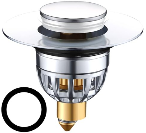 GWAWG Universal-Ersatzstöpsel für Waschbecken, Pop-Up-Waschbecken-Lochstopfen mit Sieb, Waschbeckenstöpsel aus Edelstahl, Filter für Waschbecken, 34–40 mm Stöpsel für Badezimmer für Abflusslöcher