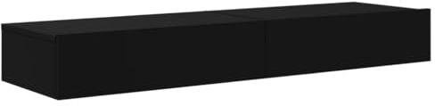 vidaXL TV Schrank 2 STK., Fernsehschrank mit LED-Leuchten, Lowboard HiFi Schrank mit viel Stauraum, Wandmontage Fernsehtisch TV Möbel, Schwarz