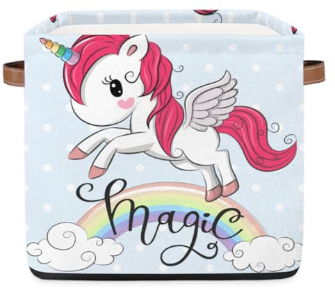 TropicalLife Cartoon Regenbogen Einhorn Aufbewahrungskorb Einhorn 36L Faltbarer Stoff Aufbewahrungskorb Box Schlafzimmer Badezimmer Zuhause Kinderzimmer Organizer für Spielzeug Kleidung