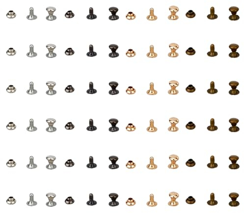 SUPERFINDINGS 400 Paar Ledernieten in 4 Farben, 3 mm, Doppelkappen-Nieten, Metallnieten, Taschen, Schuhe, Gürtel, Dekoration, Kollisionsnieten für Heimwerker, Lederhandwerk, Reparaturen, Dekoration