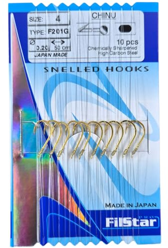 PRO FILSTAR 10 Anzuelos de Pesca CHINU Tamaño 4 - Hilo da Pesca Monofilo Dia 0,20mm - Línea Mono de 50cm - Pesca Carpa - Carpfishing - Aparejos de Pesca - Method Feeder - Pesca Accesorios – Fishing