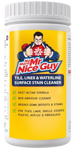 Hot Tub Spa, Pool Tile & Liner Surface Waterline Stain Cleaner 1 Litre - Non-Abrasive Cleaning For Tiles Spa Shells Covers Jets Brass Plastic Acrylic Fibreglass – No More Mr Nice Guy