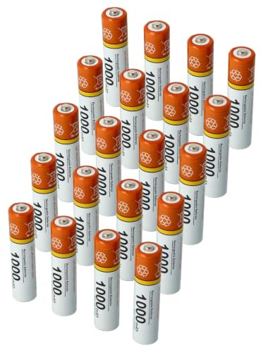 vhbw 20x AAA Micro Akku kompatibel mit Samsung Gigaset E370 | E310H, E310 schnurlos Festnetz Telefon (1000 mAh, 1,2 V, NiMH) Orange Weiß