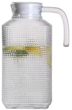 HOMESHOPA Glass Water Jug with Lid, 1 Pack 1.6 Litre Water Pitcher Carafe Jug for Hot/Cold Water Ice Tea Coffee Milk & Juice Beverage, Transparent Glass Fridge Door Water Jug with Spout and Handle