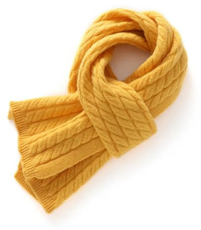 Kaschmir-Schal für Damen, Winter, warm, gestrickt, klassisch, gedrehte Blume, kurze Schals, gelb, One size