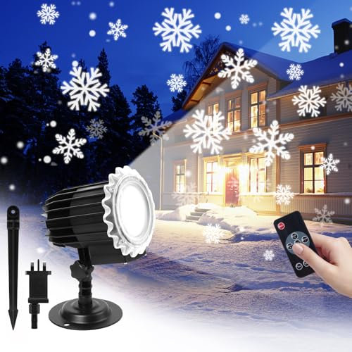 Christmas LED Projector Lights, 2025 Upgrated Snowflake Projector with Remote Control, Waterproof Christmas Lights Outdoor Indoor, Home Decorations for Christmas Xmas Party Wedding New Year