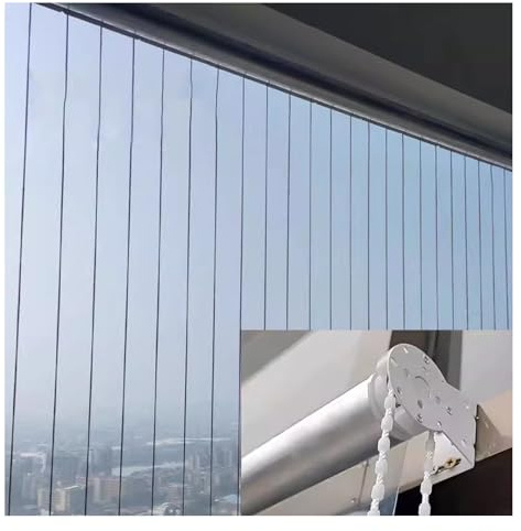 Tenda a Rullo Pvc Impermeabile Trasparente, Tende a Rullo Vinile Esterni ，Tande Avvolgibile Chiaro, Tapparella Avvolgibile Anti-vento/pioggia Per Finestre Pergolato(W110*H140cm/W43.30*H55.11in)