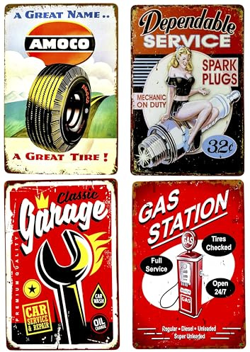 4x1 Poster di DiiliHiiri Targa decorativa in metallo vintage 30x20cm — Regalo Segno Auto Classiche — Decorazione americana | Retro cultura americana (2635-243-288-298-309)