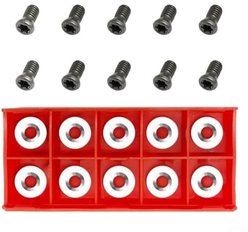 R12 x 2 5 mm runde Hartmetalleinsätze für Drechseln, 10-teiliges Drehmaschinen-Ersatz-Set mit Schrauben für verbesserte Schnittleistung