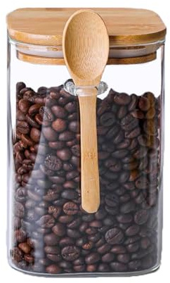 CNWSGEM Azucareros Contenedor de azúcar de vidrio de 25.36 onzas líquidas, recipiente hermético para almacenamiento de alimentos con tapa y cuchara, tarro de caramelos, accesorios de barra de café