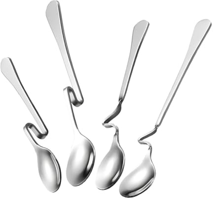 SOLUSTRE 4 Stück Edelstahl S-förmiges Rührlöffel Mit Gebogenem Griff Honig Und Kaffeelöffel Kaffeedessertlöffel Für Kaffee Und Tee Hängender Tassenlöffel Für Heißgetränke