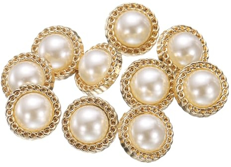 sourcing map 10pcs 20L Pearl Gold Metal Sewing Buttons 12.5mm 1/2 Round Women Coat Buttons with Plastic Shank Replacement DIY Button for Sewing Clothing Sweater Decoration Craft, #2