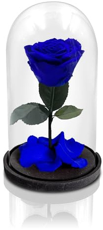 Aluisi Fiori - Rosa Stabilizzata Blu Senza LED - Rosa Eterna Stabilizzata - Rosa Stabilizzata Vera in Cupola di Vetro - Fiori Stabilizzati - Regalo per Mamma - Made in Italy