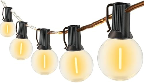 FANSANMY Dimmable Outdoor String Lights, 30M Long Outdoor String, 50+2 Shatterproof Light Bulbs IP45 Waterproof 2700K Warm White for Gardens, Courtyards, Bistro, Home [Energy Class E]