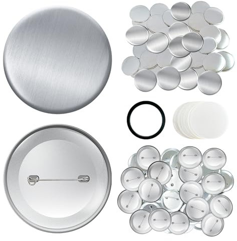 100 Sets Button Maker Supplies - 58mm/2.28 Inch Rust-Proof Tinplate Blanks, Dutch Pin Backs & Clear Films for DIY Pin Badge Machine
