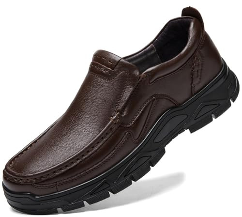 WNUKATO Mocassins en Cuir pour Hommes Chaussures pour Le Travail Quotidien et décontracté Marron 45.5 EU
